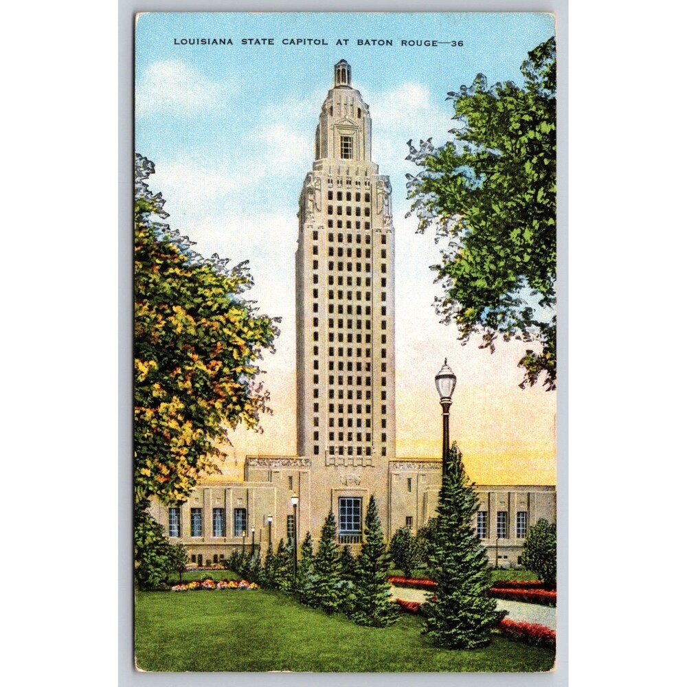 Postcard Louisiana State Capitol Baton Rouge Posted 1953 Name That Tune Program